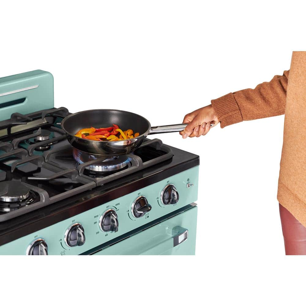 Summer Mint Green 30" Retro Freestanding Gas Range with Convection Oven