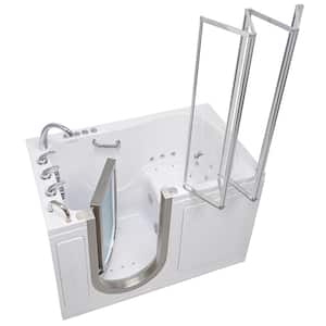 Elite 52 in. Walk-In Whirlpool and Air Bath Bathtub in White with LH Door, Thermostatic Faucet, Dual Drain,Shower Screen