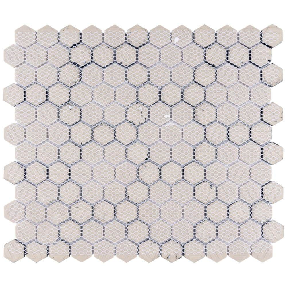 Metro Hex Matte White and Black Porcelain Mosaic Tile