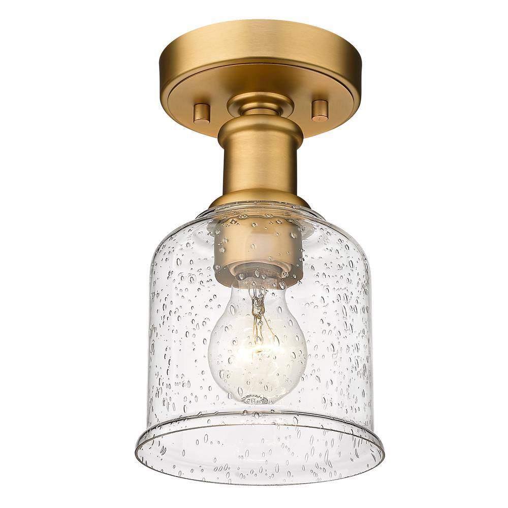 Heritage Brass and Clear Glass Globe Flush Mount Light