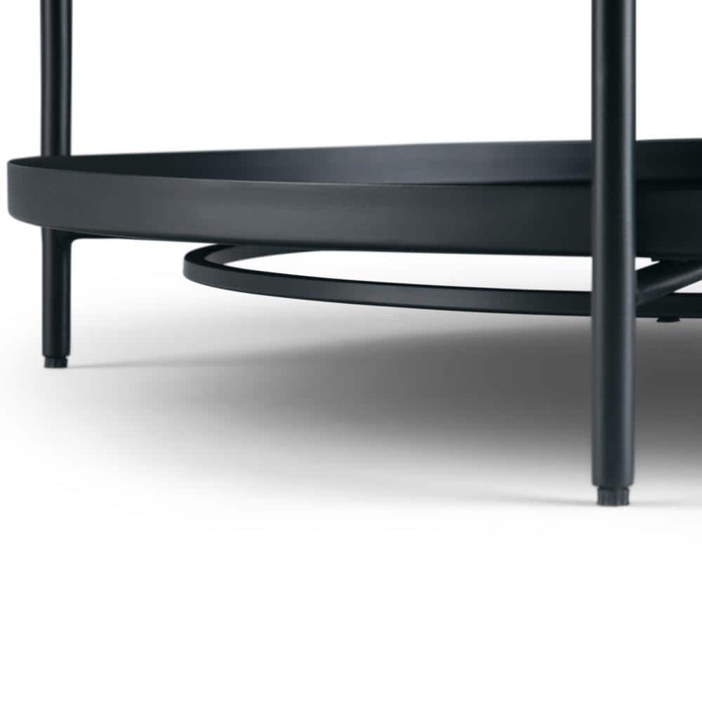 Monet 32" Round Black Metal Coffee Table with Storage