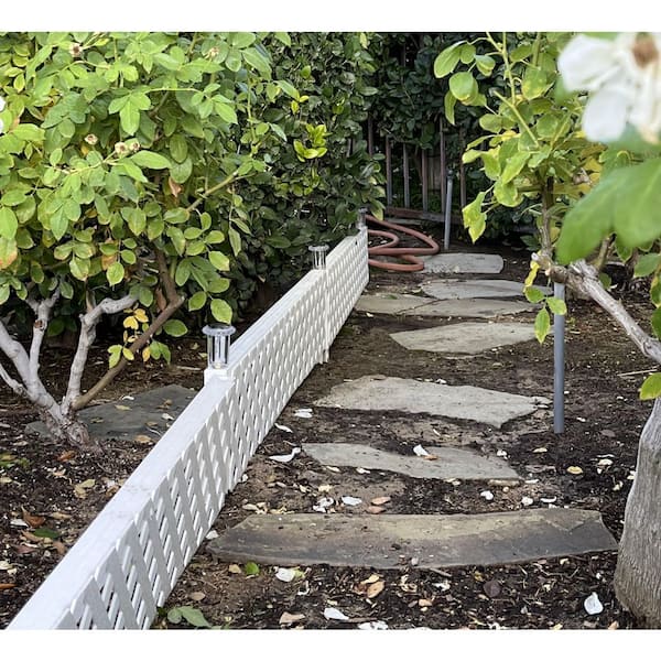 SnapFence 24 ft. x 7 in. White PVC Modular Landscape Edging Kit-No