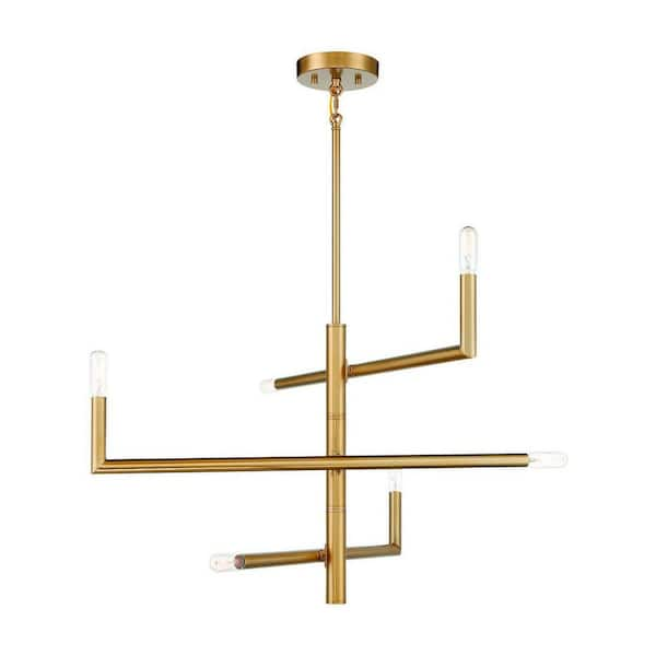 Savoy House Cristofer 30 in. W x 17 in. H 6-Light Warm Brass Chandelier ...