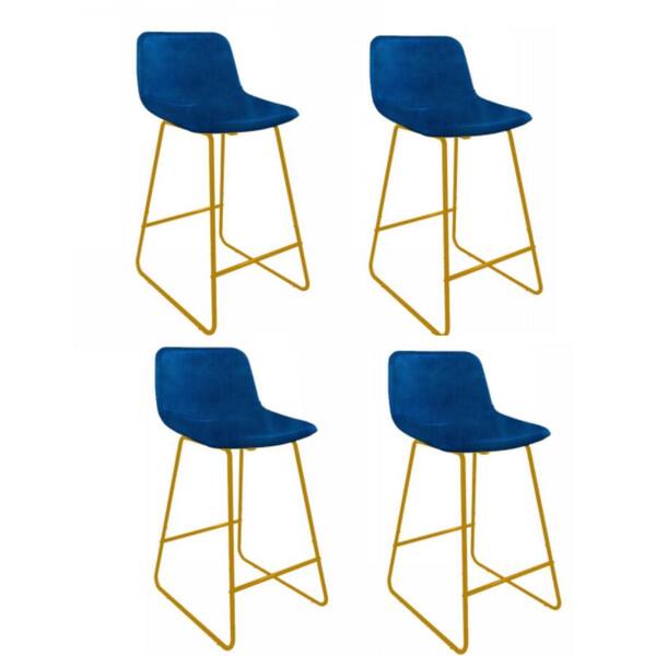 LUE BONA Alexander 24 in. Royal Blue Bar Stools Low Back Metal Frame
