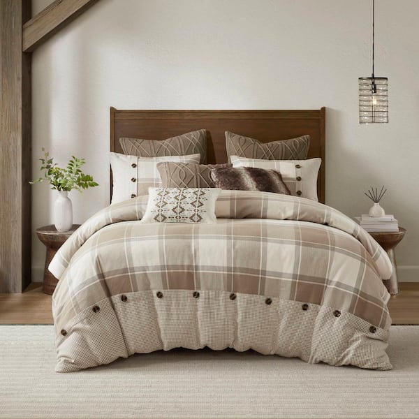 MADISON PARK Signature Urban Cabin Neutral Cotton Queen Jacquard Comforter Set