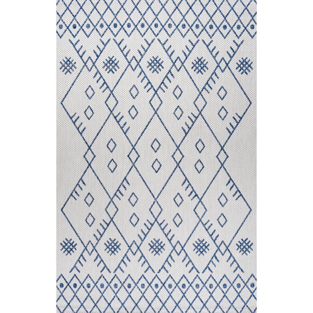 Ivory/Navy Boho Moroccan 4'x6' Synthetic Area Rug