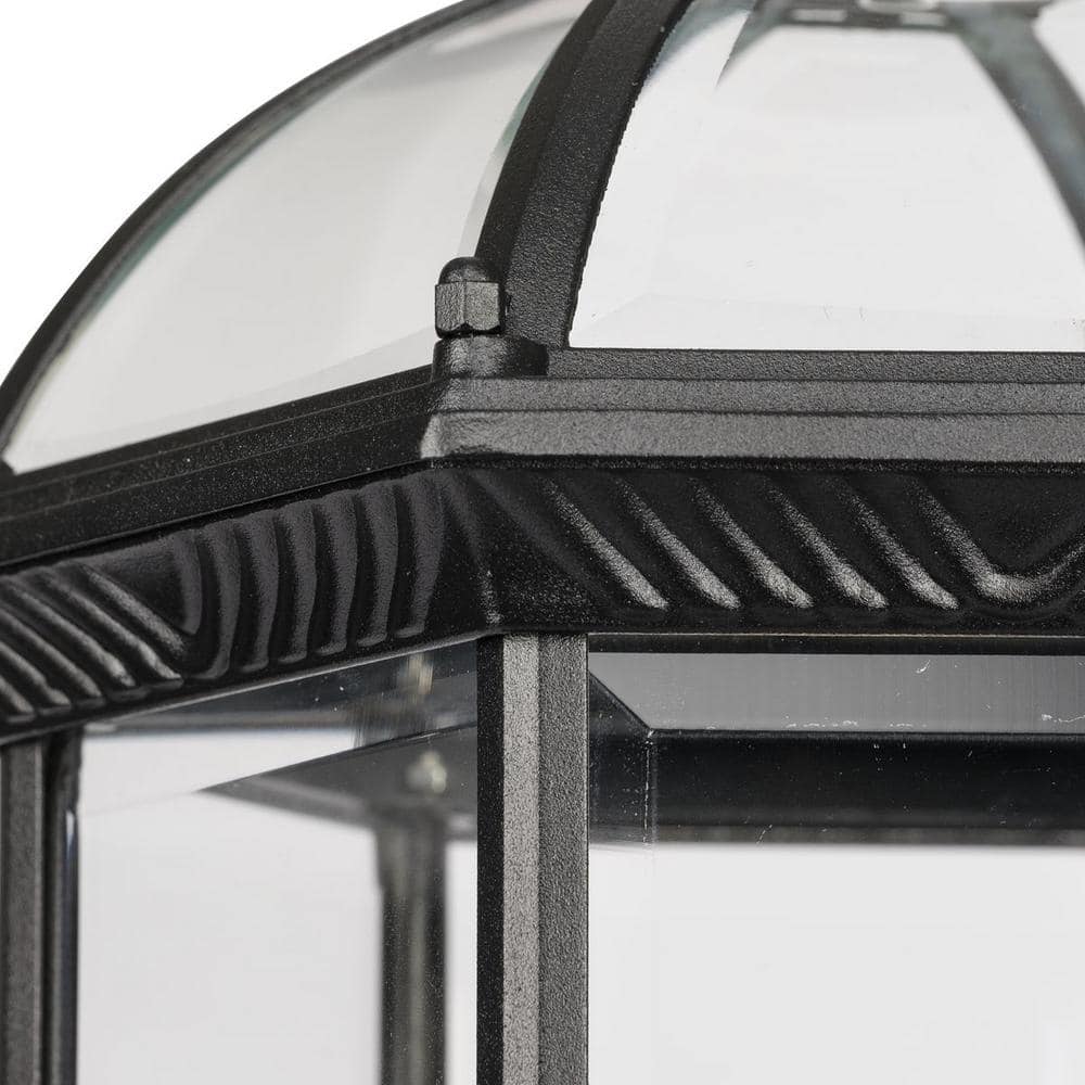 Textured Black Outdoor Post Lantern with Clear Beveled Glass