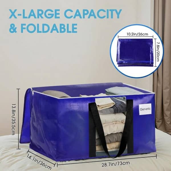 Anqtovp Blue Storage Bags 6 Pack with Clear Window Strong Handles