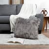 Gray 18 x 18 Square Faux Himalayan Fur Decorative Throw Pillow