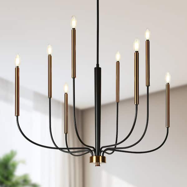 LNC 37.4 in. Modern 8-Light Black Chandelier Living Room LNC 37.4 in. Modern 8-Light Black Chandelier Living Room