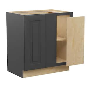 Grayson Deep Onyx Plywood Shaker Assembled Blind Corner Kitchen Cabinet Soft Close Right 30 in W x 24 in D x 34.5 in H
