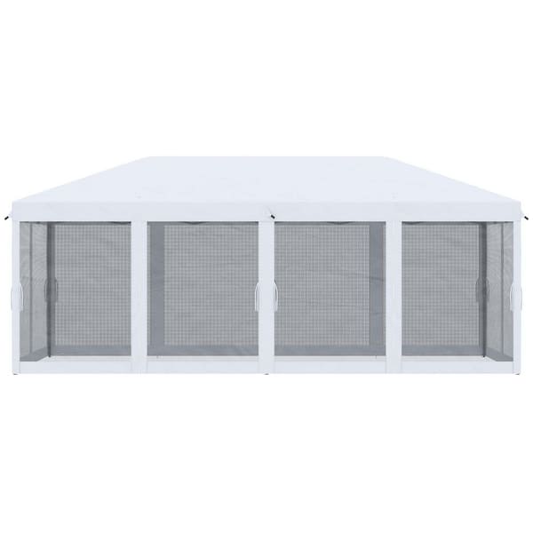 10 ft. x 20 ft. White Canopy Tent Wedding Party Pop Up Tent with Removable Mesh Sidewalls and Carry Bag