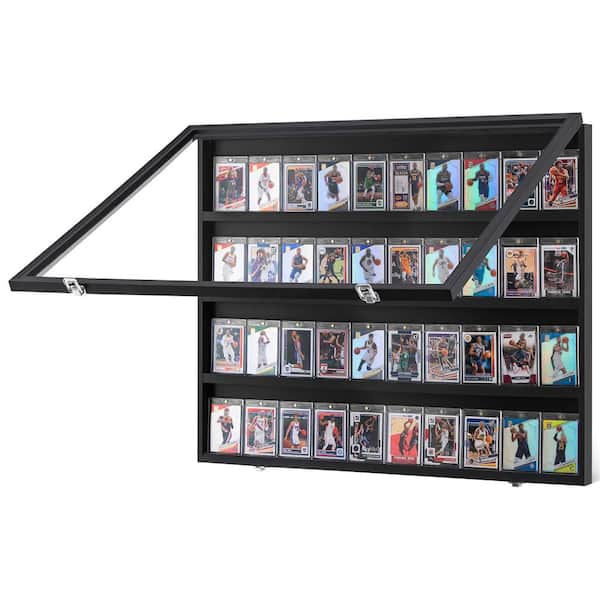 VEVOR 36 Graded Black Sports Card Display Case 30.5x24.3x2.1in. Card Display Frame UV Protection Clear View PC Glass Lockable