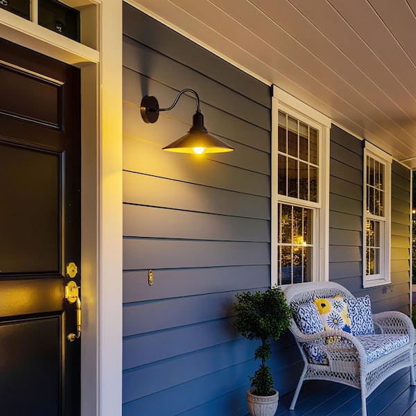 Outdoor Barn Light 11.5 in. Dia 2-Pack Farmhouse Gooseneck Light Fixture Exterior Wall Sconce Vintage Style E26 Bulb