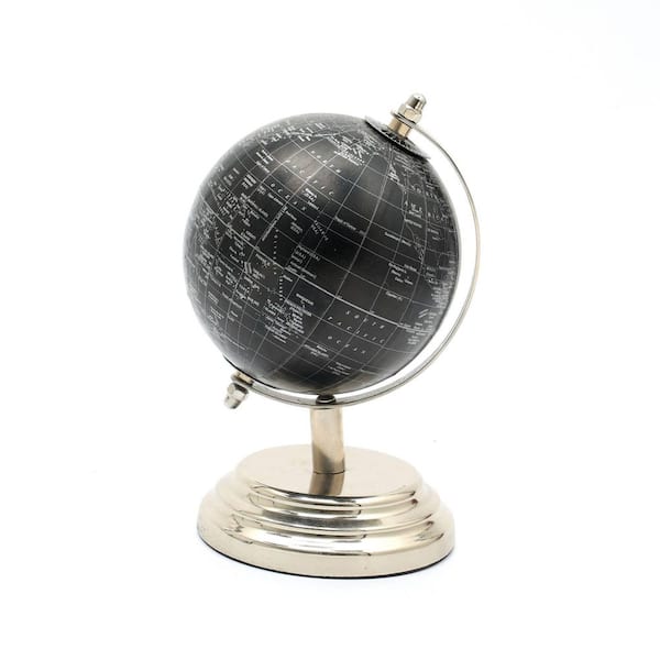 Unbranded Sleek and Modern Tabletop Decorative 6 in. x 3.5 in. Black and Gold Globe with Aluminum Base
