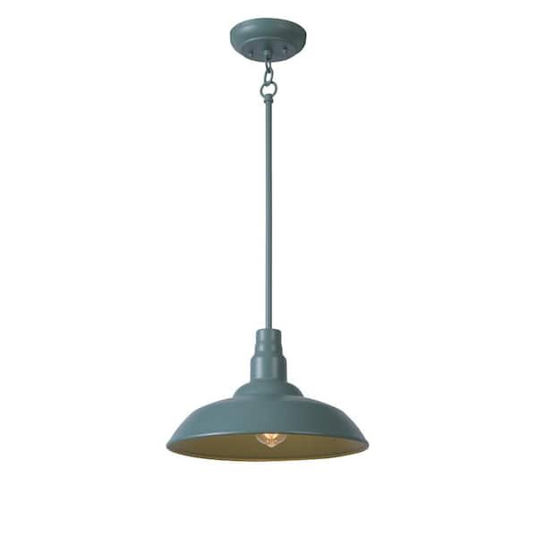Home Decorators Collection Bell Ridge 14 in. 1-Light Teal Outdoor Mini Pendant