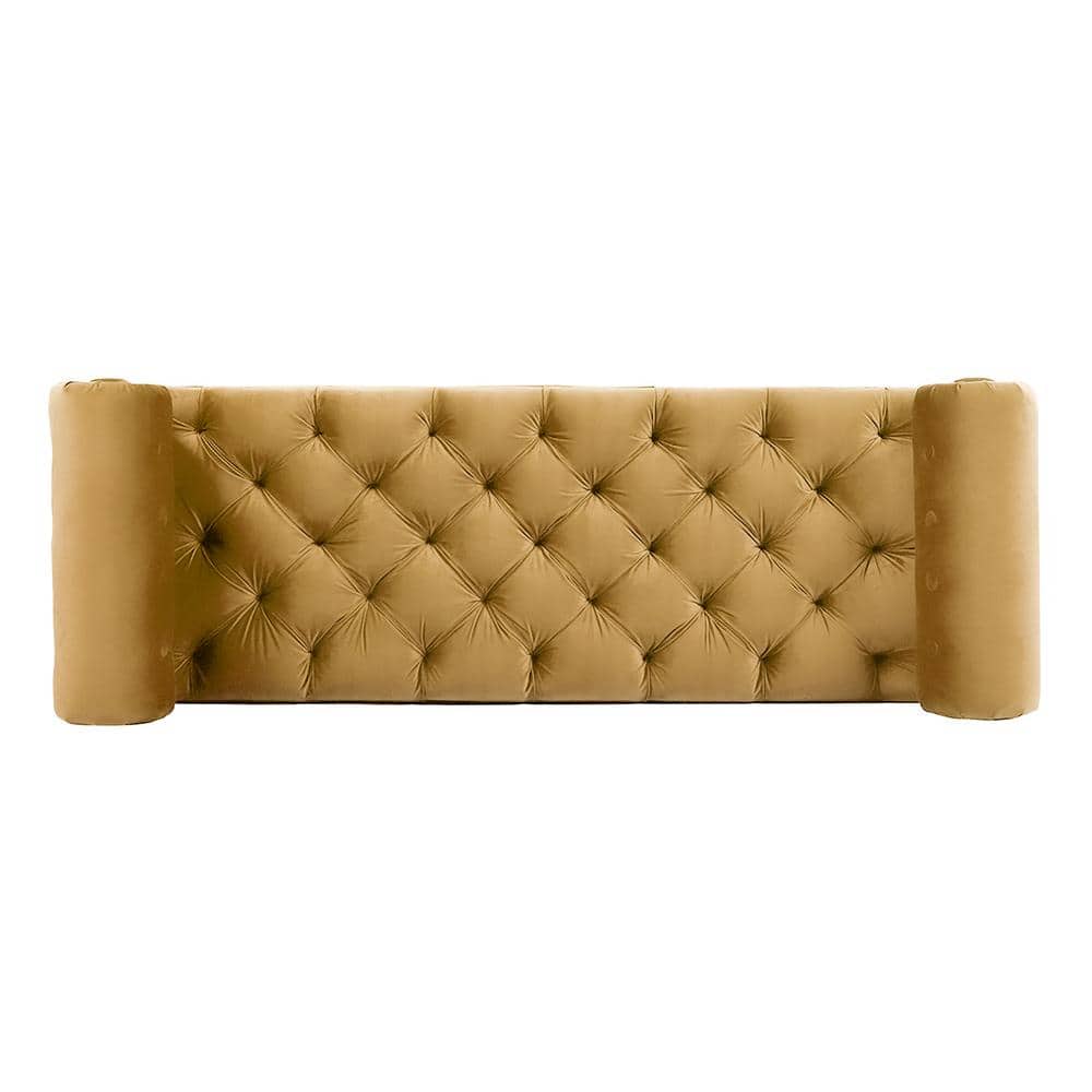 Lewis Glam Traditional Sky Neutral Tufted Bench with Bolster Pillows