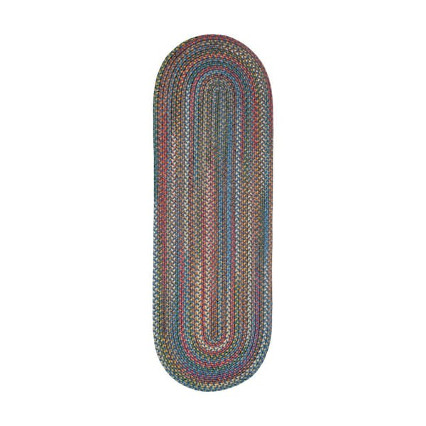 Rhody Rug Bouquet Sapphire 2 ft. x 6 ft. Indoor/Outdoor Braided Runner Rug
