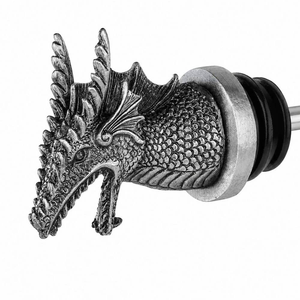 Metallic Silver Zinc Alloy Dragon Head Wine Pourer and Stopper for Spirits with Velvet Bag Gift Ready price history on PriceWatchPro