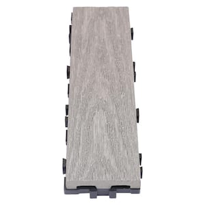UltraShield Naturale 3 in. x 1 ft. Quick Composite Single Slat Egyptian Deck Tile in Stone Gray (4-Pieces per Box)