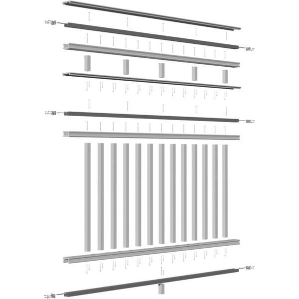 Providence 72 in. x 42 in. PVC 3-Line Level Rail Kit with Reinforcements