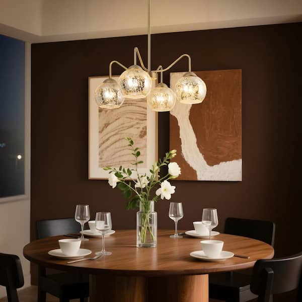 Zevni 20.5 in. 4-Light Modern Gold Linear Chandelier, Transitional Zevni 20.5 in. 4-Light Modern Gold Linear Chandelier, Transitional