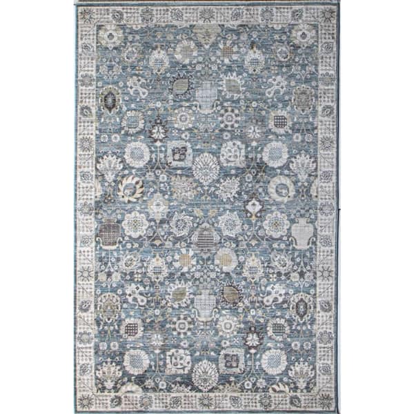 Legacy Teal 9 ft. x 12 ft. Floral Transitional Area Rug