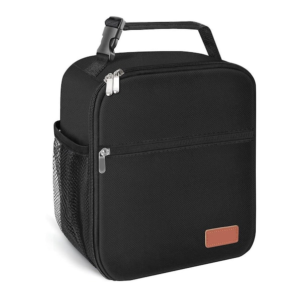 Black Reusable Lunch Bag, Durable for Adults, Fits in Backpacks