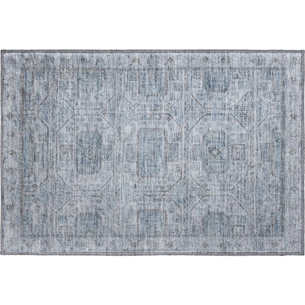 Mayfield Premium Machine Washable Abstract AMF1919 Blue 2 ft. x 3 ft. Accent Rug
