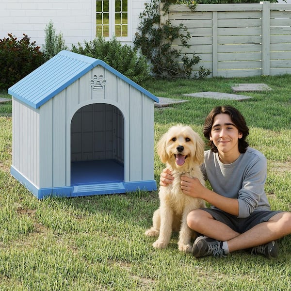 Dog House Outdoor Indoor for Small Dogs, Durable Plastic Waterproof Doghouse with Air Vents and Elevated Floor