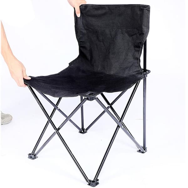 Black Fabric Portable Folding Camping Chair with Carry Bag