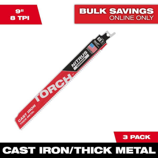 Milwaukee 9 in. 8 TPI TORCH Nitrus Carbide Teeth Metal Cutting SAWZALL Reciprocating Saw Blade (3-Pack)