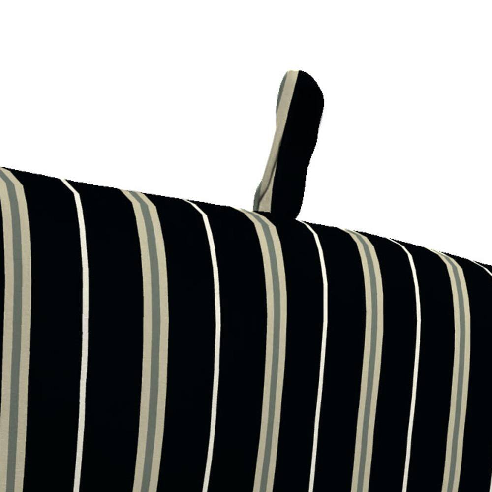 Platt Ink Black and White Striped Outdoor Chair Cushion with Ties