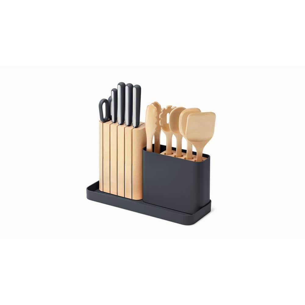 CARAWAY HOME 14 Piece Steel German Knife and Utensil Set in Charcoal KW ...