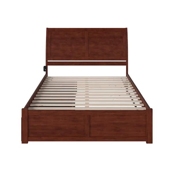 AFI Portland Walnut King Solid Wood Storage Platform Bed with Flat Panel Foot Board and 2 Bed Drawers