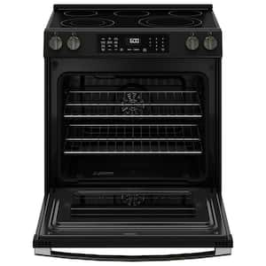 30 in. 5 Burner Element Smart Slide-In Electric Convection Range in Black Slate w/ EasyWash Oven Tray No-Preheat Air Fry