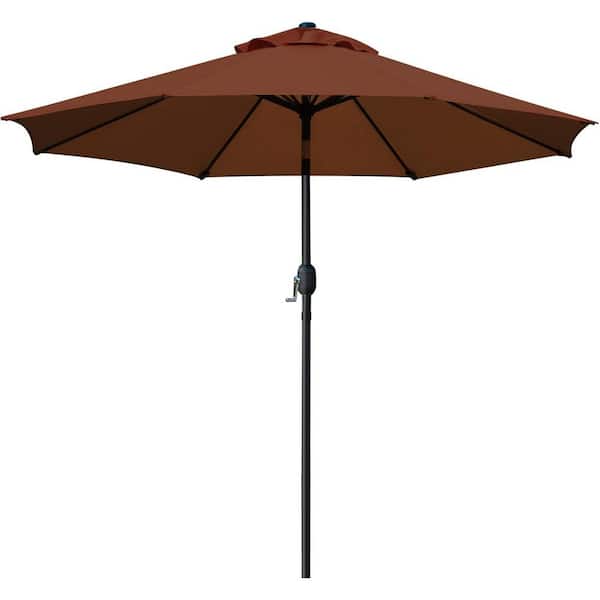 Cubilan 9 ft. Aluminum Cantilever Market Solar Tilt Half Patio Umbrella in Brown