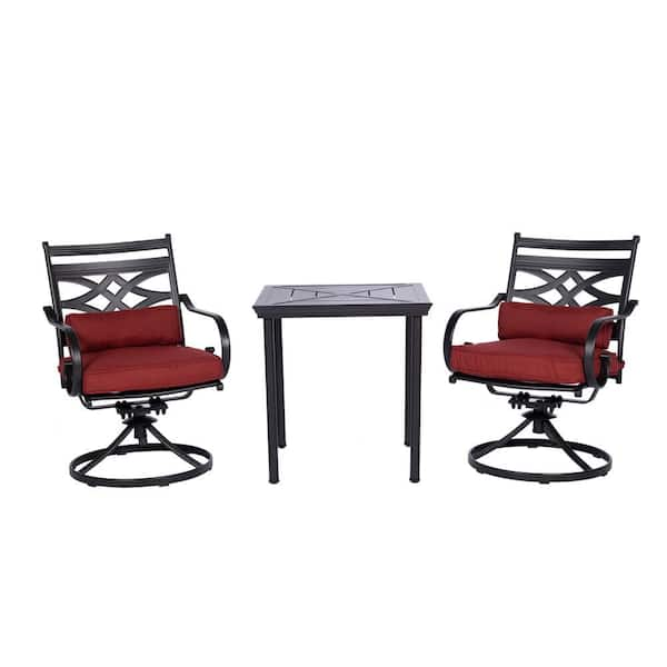 Hanover Montclair 3 Piece Steel Outdoor Bistro Set with Chili Red