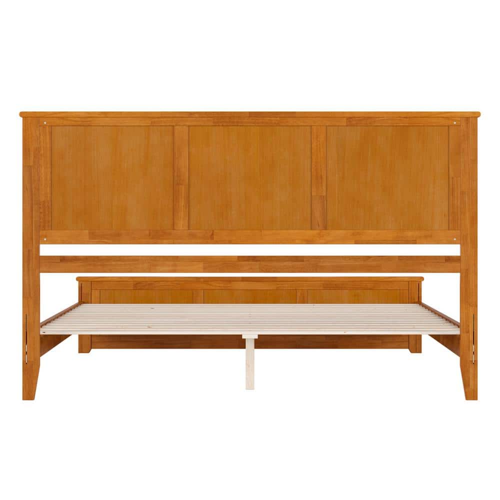 Charlotte King Light Toffee Wood Platform Bed with Headboard