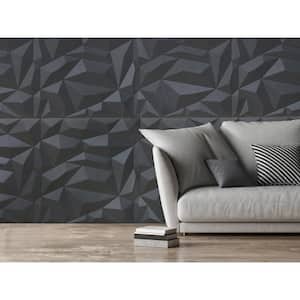 24 in. x 24 in. Glacier PVC Seamless 3D Wall Panels in Smoked Gray 12-Pieces