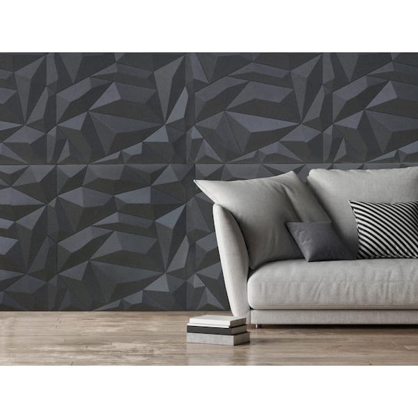 24'' x 24'' Glacier PVC Seamless 3D Wall Panels in Smoked Gray 9-Pieces