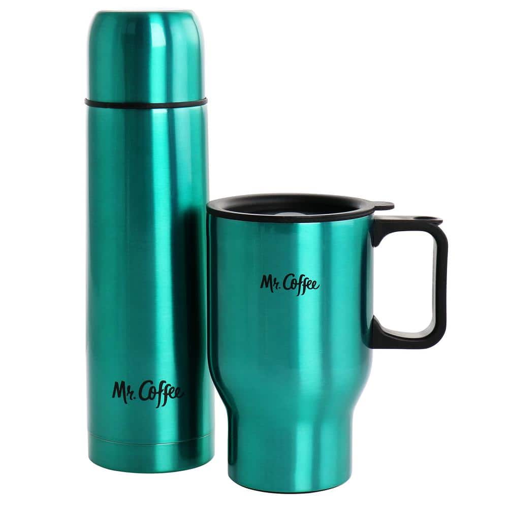Mr Coffee Javelin 2-Piece Double Wall Thermos and Travel Mug Gift Set in Red