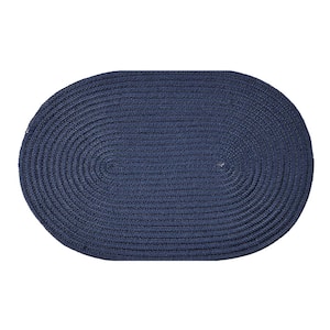 Country Braid Collection Dark Blue Solid 42" x 66" Oval 100% Polypropylene Reversible Solid Area Rug