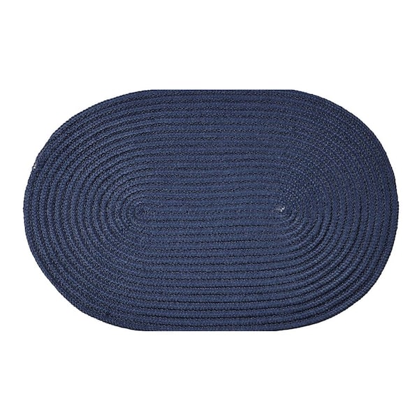 Better Trends Country Braid Collection Dark Blue Solid 42" x 66" Oval 100% Polypropylene Reversible Solid Area Rug