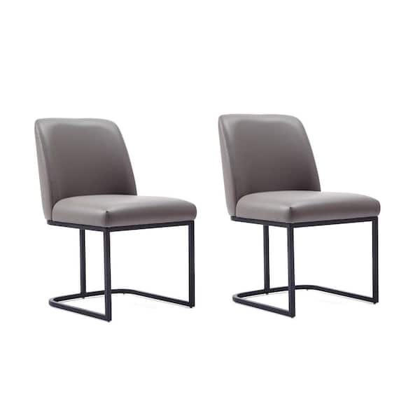 Manhattan Comfort Serena Grey Faux Leather Dining Chair (Set of 2)