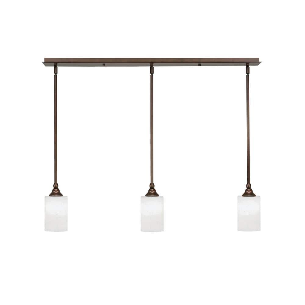 Livingston 100-Watt 3-Light Bronze Shaded Pendant Light with 4 in. White Mu