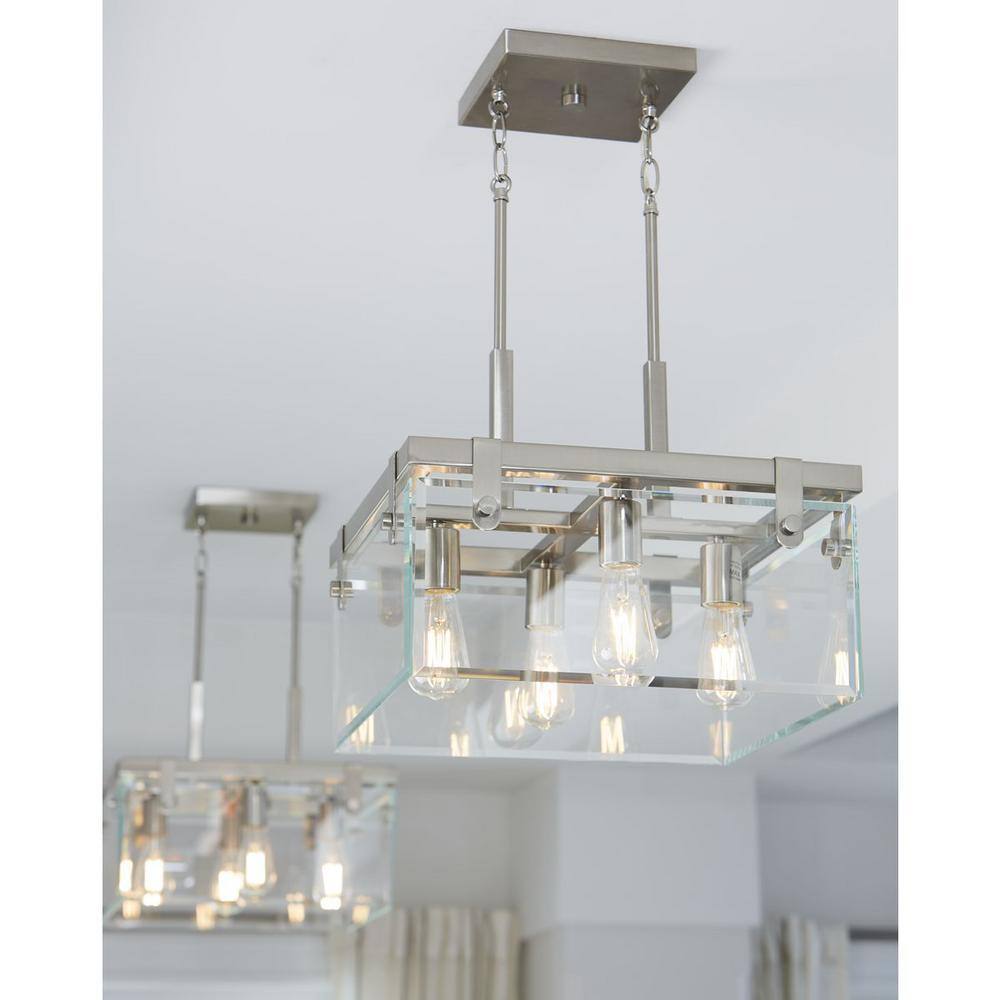 Modern Glayse 16.75" Brushed Nickel Beveled Glass Light Fixture
