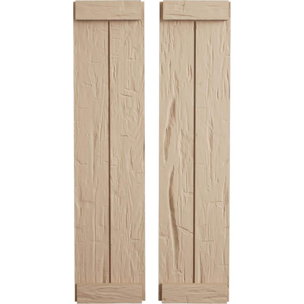 11 in. x 66 in. Timberthane Polyurethane 2-Board Joined Board-n-Batten Hand Hewn Faux Wood Shutters, End Batten Pair price history on PriceWatchPro