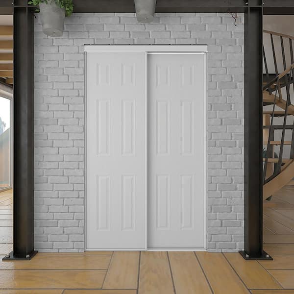 Unbranded 48 in. x 80.5 in. White Boston Sliding Closet Door