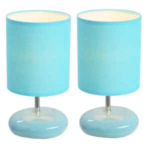 10.5 in. Blue Stonies Small Stone Look Table Bedside Lamp (2-Pack)